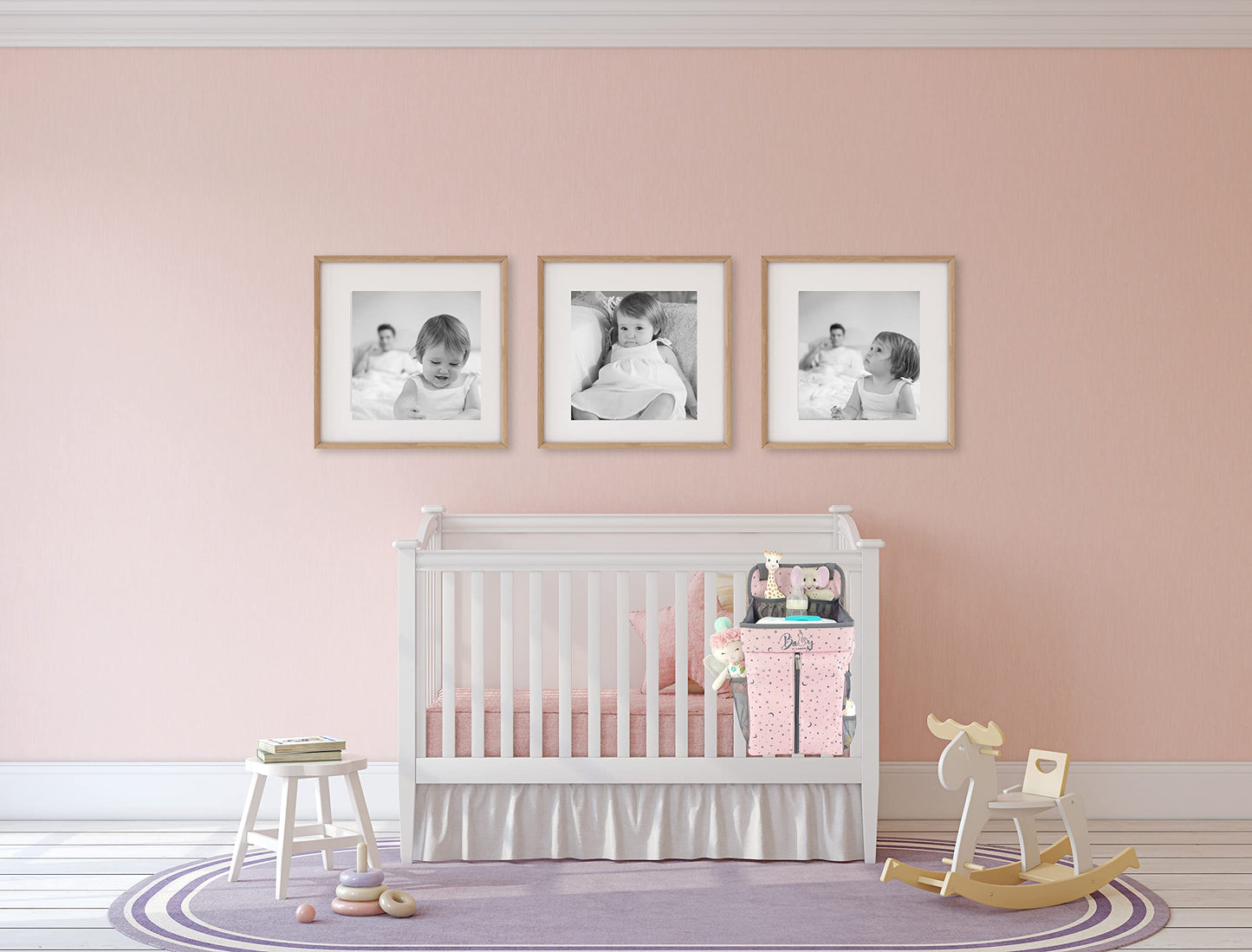 Llama Bella Hanging Diaper Caddy - Baby Diaper Organizer For Changing Table - Diaper Stacker For Crib, Playard Or Wall - Newborn