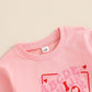 Iddolaka Toddler Baby Girls Valentines Day Outfits Long Sleeve Letter Sweatshirt Shirt Heart Flared Pants Spring Clothes (M-Lett