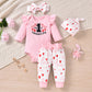 Fioukiay Newborn Baby Girl Valentine'S Day Clothes Infant Valentine'S Day Outfits Clothing Sets (Pink, Newborn)