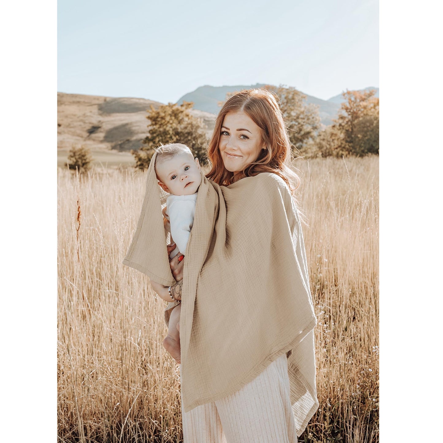 Konssy Muslin Nursing Cover For Breastfeeding, 360 Full Privacy Breathable 100% Cotton Breastfeeding Cover, Multi-Use Carseat Ca