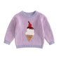 Toddler Baby Girl Boys Valentines Day Outifts Knit Sweater Long Sleeve Letter Love Heart Embroidery Pullover (Purple-Ice Cream,