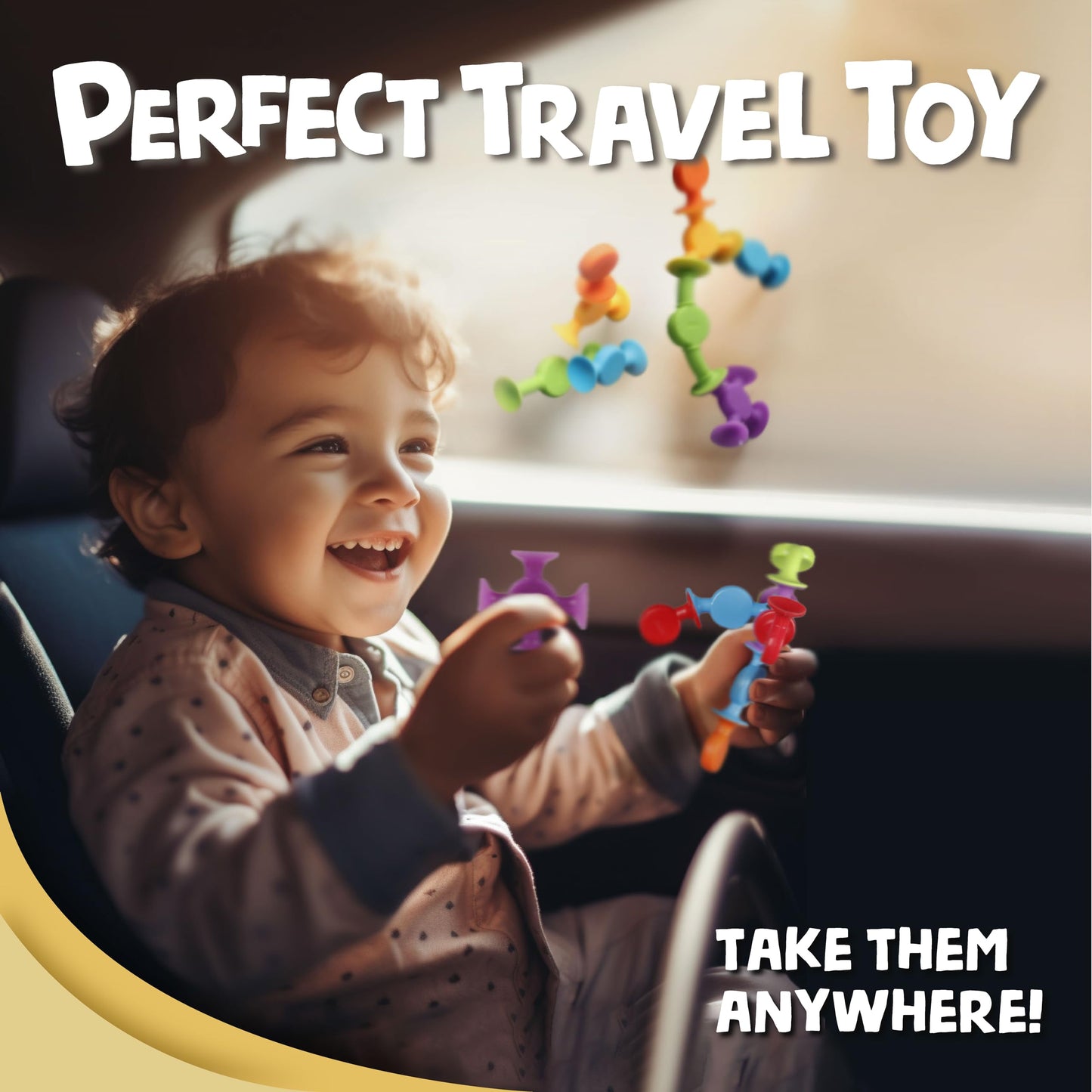 BUNMO Textured Suction Bath Toys 44pcs | Connect, Build, Create | No Mold Bath Toy | Fine Motor Skills | Stimulating & Addictive