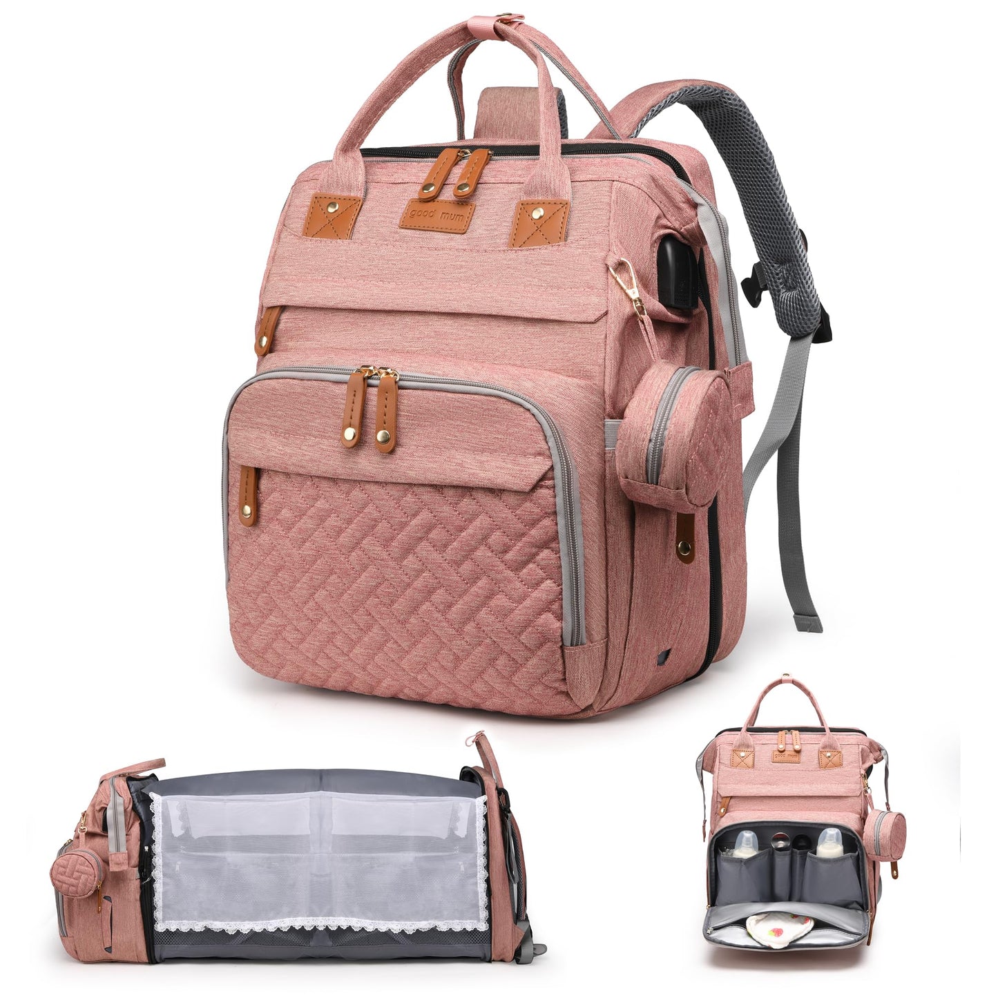 CESAILT Diaper Bag Backpack with Changing Station, Multifunction Travel Baby Bag, Waterproof Baby Tote, Large Capacity Mommy Bag