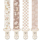 Stadela Baby Fabric Pacifier Clip Holder, Plastic Clip, 4-Pack, Safari Pattern, Savanna Set