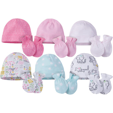 Onesies Brand Unisex Baby 12-Piece Cap And Mitten Set, Cats, Newborn