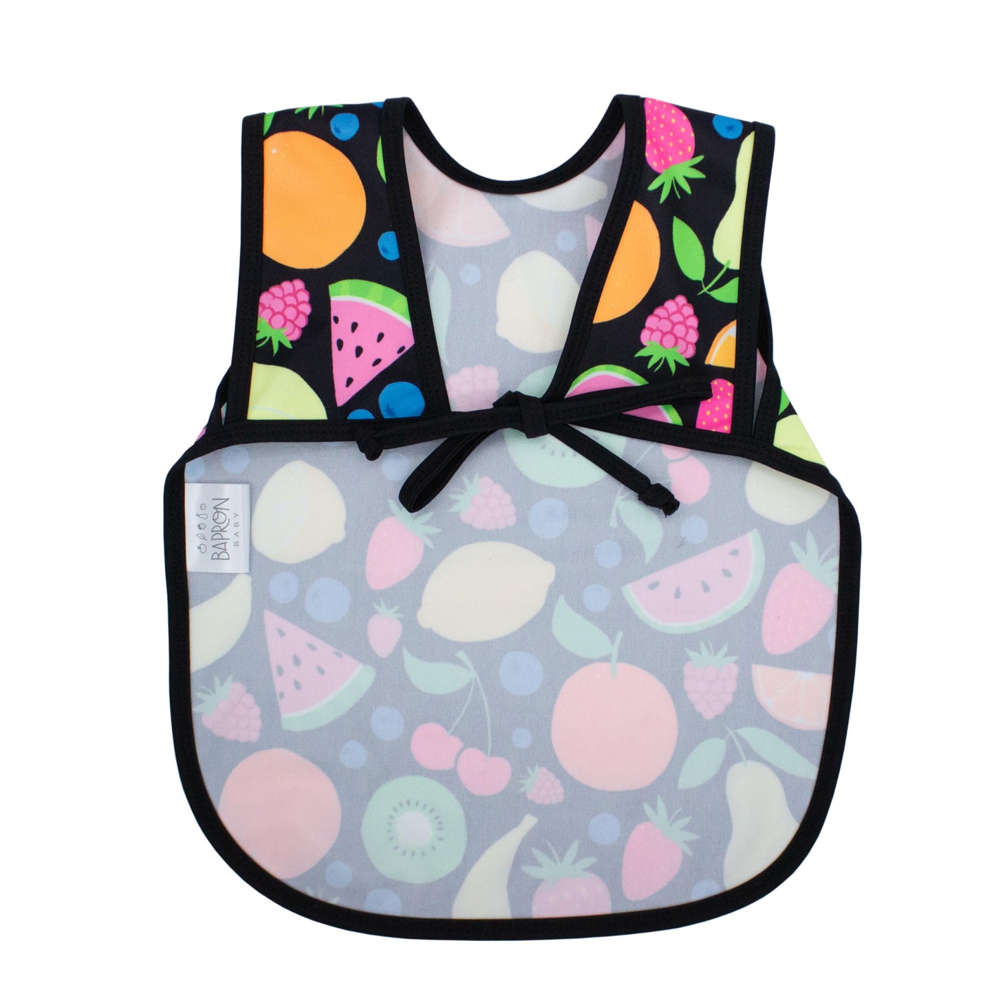 Bapronbaby Neon Fruit Monster Bapron - No Neck Tie Safer Bib For Baby & Toddler - Soft Waterproof Stain Resistant - Machine Wash