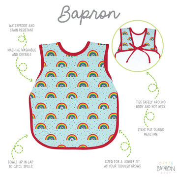 Bapronbaby Eric Carle Rainbow Caterpillar Bapron - No Neck Tie Safer Bib For Baby & Toddler - Soft Waterproof Stain Resistant -