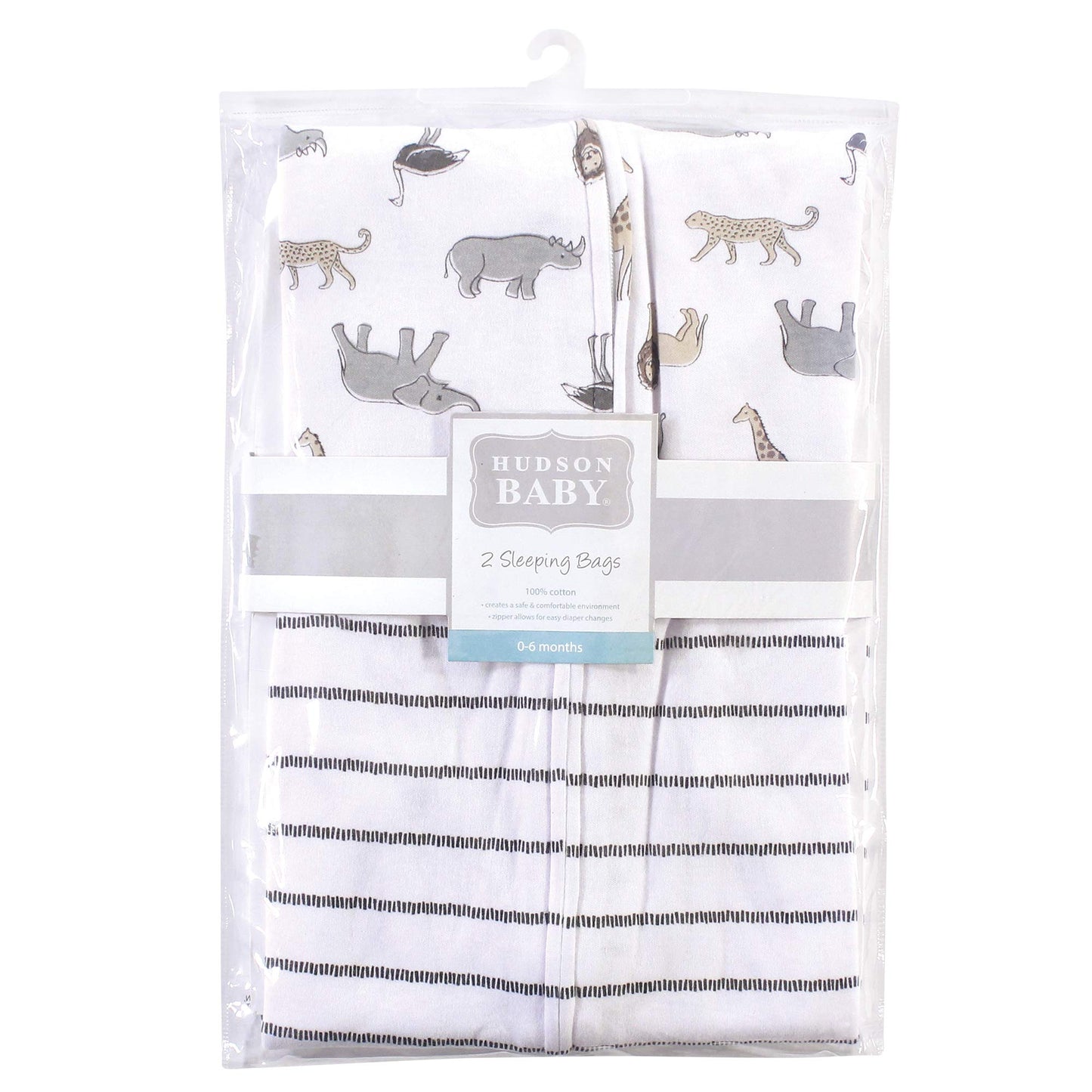 Hudson Baby Unisex Baby Cotton Sleeveless Wearable Sleeping Bag, Sack, Blanket, Modern Neutral Safari, 12-18 Months