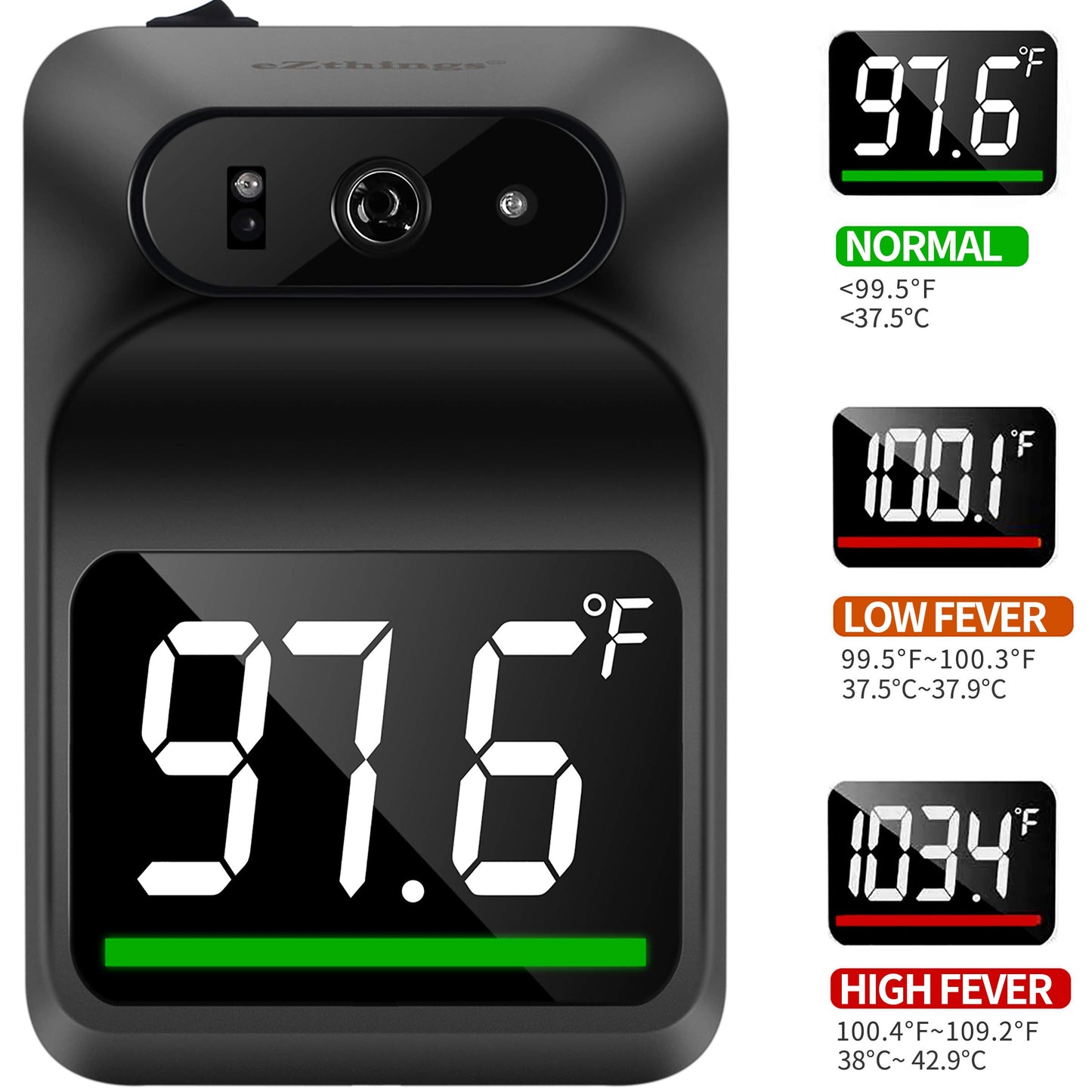 Reed Non-Contact Medical Screening Forehead Thermometer For Physician Offices And Hospitals (Mounted)