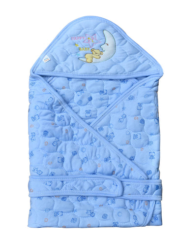 Beary Tales Newborn Baby Quilted Wrapper Cum Blanket |Cotton Baby Wrap with Hood & Belt/Swaddle/Baby dohar/Baby odhna with Cute 