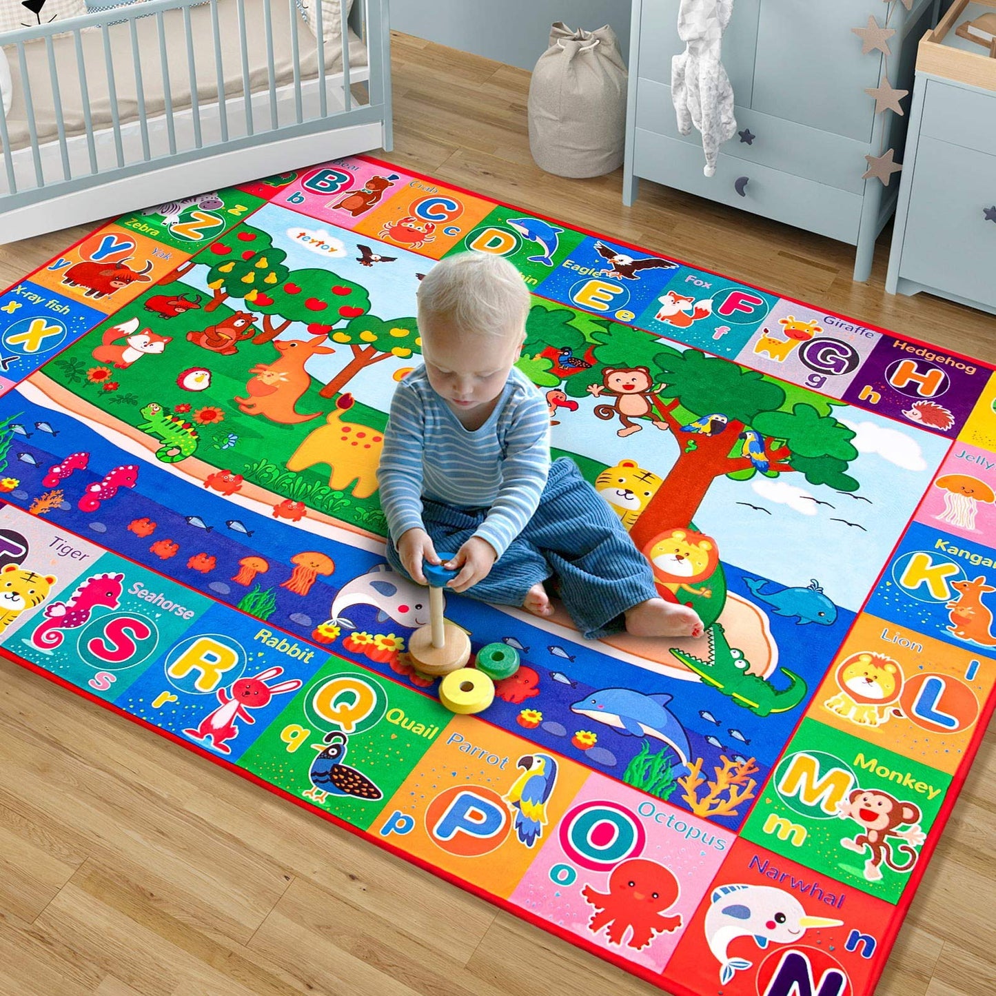 Teytoy Baby Cotton Play Mat, Crawling Mat For Floor Mat Large Super Soft Extra Thick (0.6Cm), Plush Surface Foldable Non-Slip No