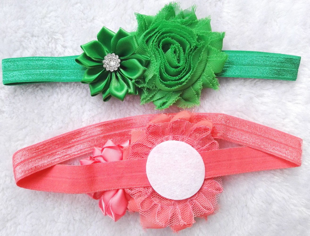 QandSweet Baby Girl Headbands with Polygonal Flower Inlay Rhinestone for Photography (16 Pack)