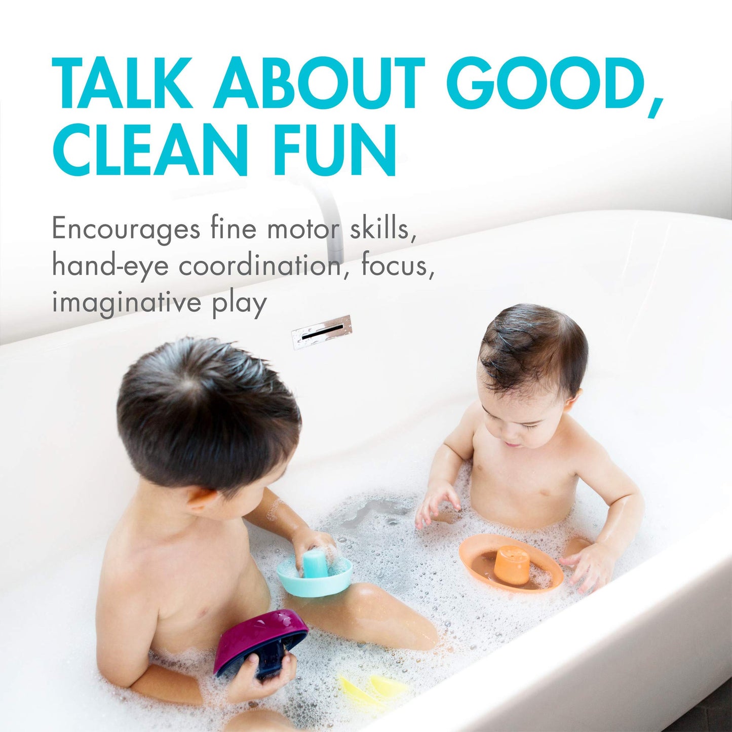 Boon Fleet Toy Boat Baby Bath Toys - Stacking Boat Toy Set for Bath Time Fun - Toddler and Baby Stacking Bathtub Toys With Drain