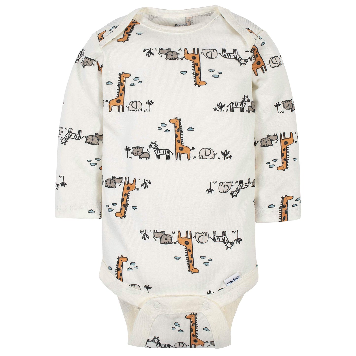 Gerber Baby Boys' 6-Pack Long-Sleeve Onesies Bodysuit, Jungle Blue, 6-9 Months