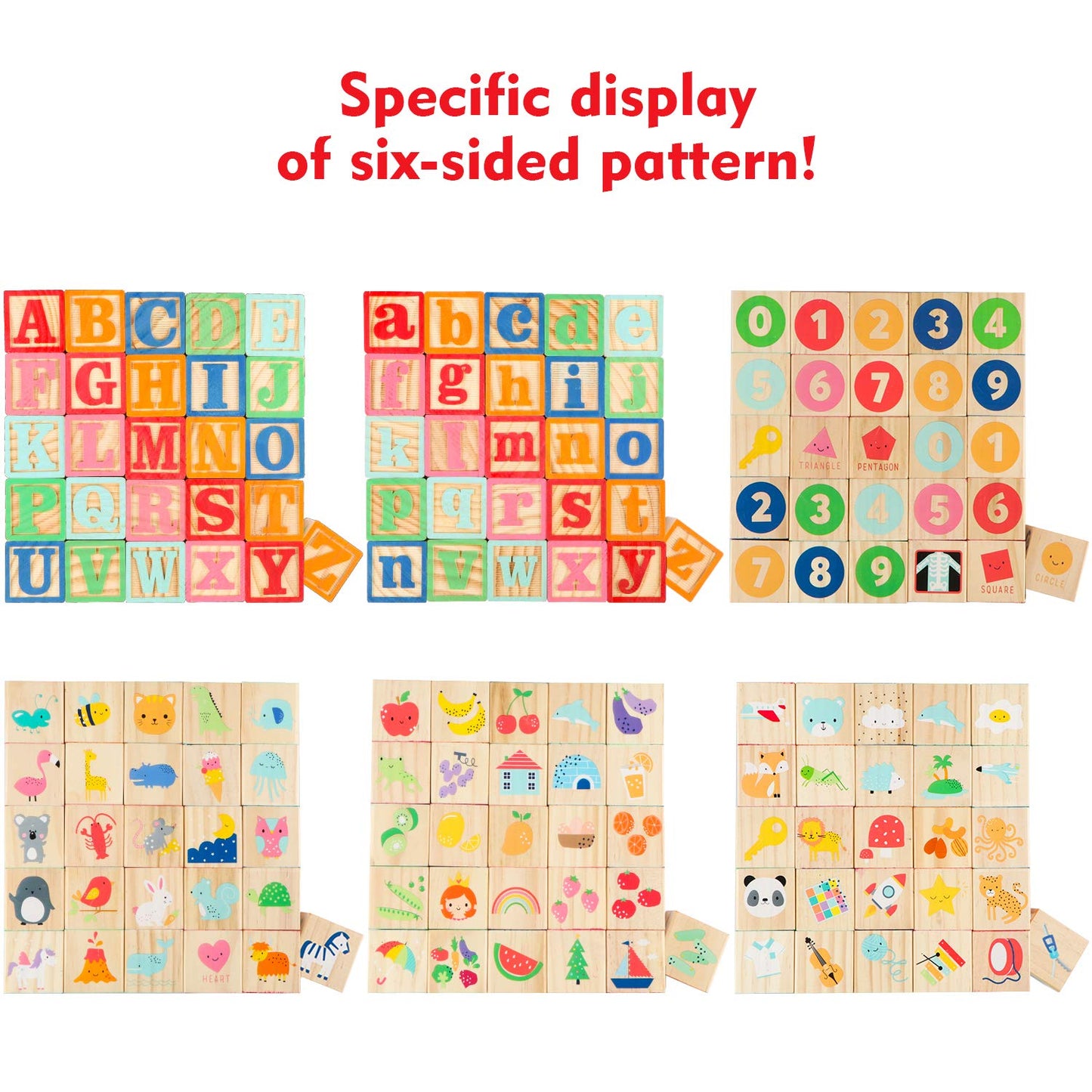 Gemileo Wooden ABC Toy Building Blocks for Toddlers 1-3 36 PCS Wood Alphabet Number Blocks for Stacking Learning Preschool Educa