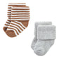 Hudson Baby Unisex Baby Cotton Rich Newborn And Terry Socks, Dark Earth Tone Stripes, 0-6 Months