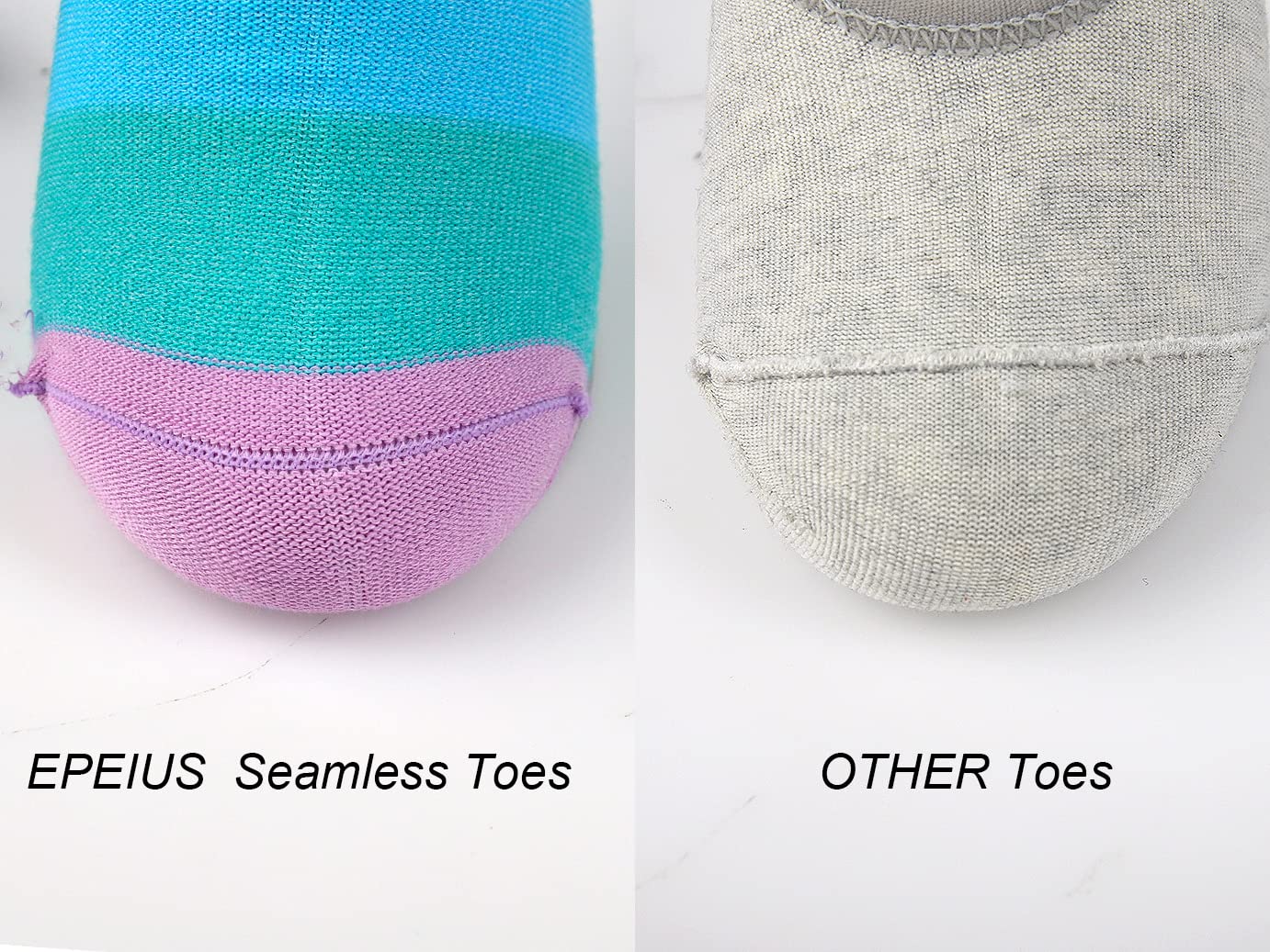 Epeius Girls Seamless Socks Rainbow Striped Crew Socks Baby Girl Cotton Dress Socks For 9-12 Years,Smooth Toes Socks 5 Pack Shoe