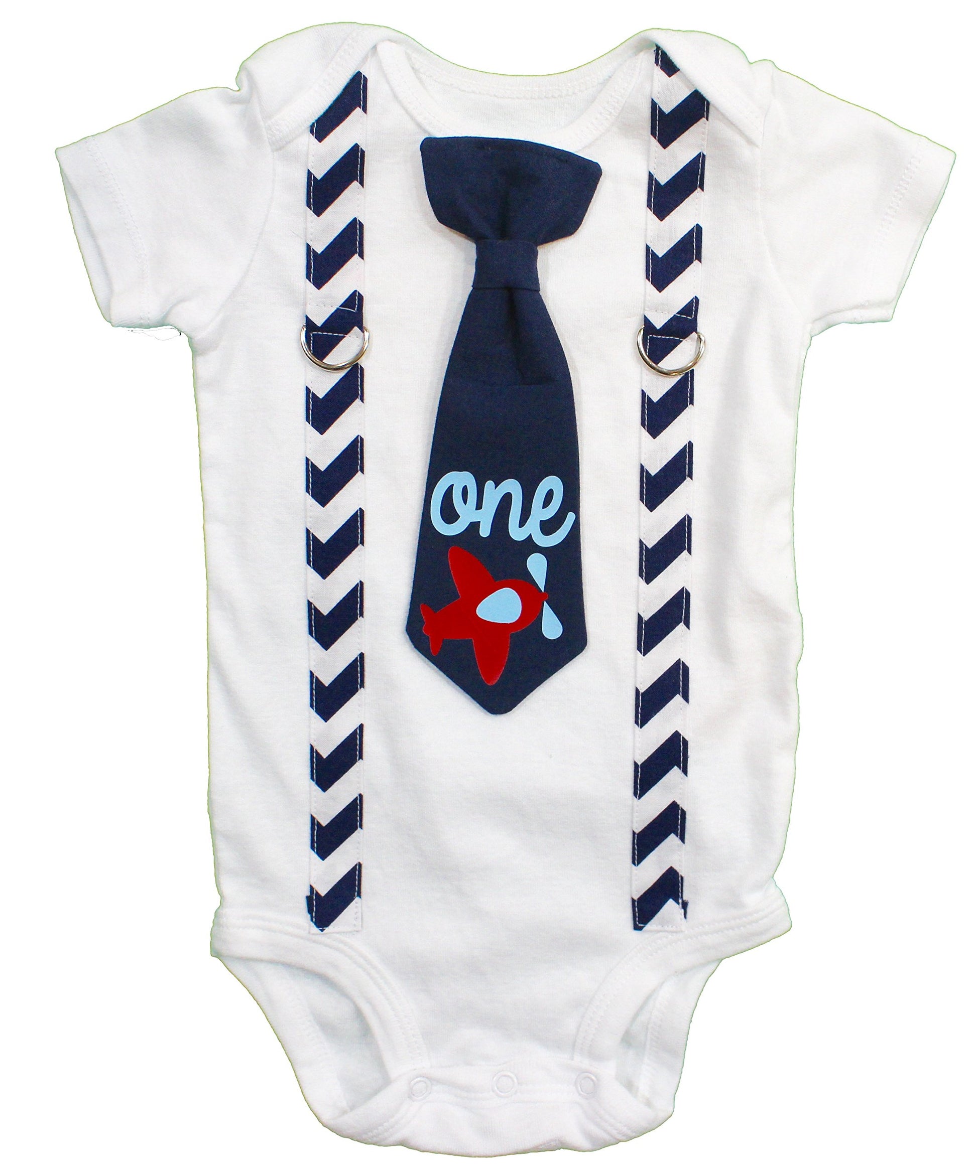 Cuddle Sleep Dream Baby Boy 1St Birthday Outfit Cake Smash Bodysuit With Tie And Suspenders Birthday Shirt (18 Month, Airplane)