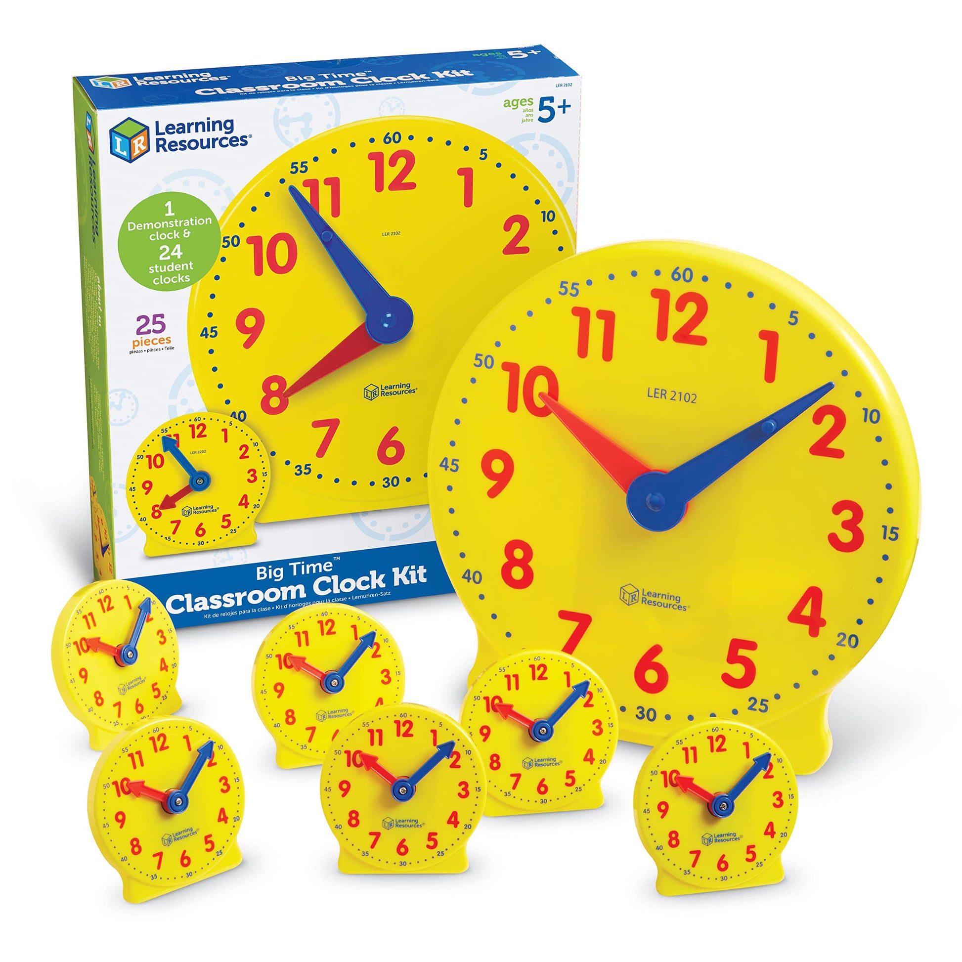 Learning Resources Classroom Clock Kit -25 Pieces, Ages 5+ Clock for Kids, Learning to Tell Time, Clocks for Teaching Time, Teac