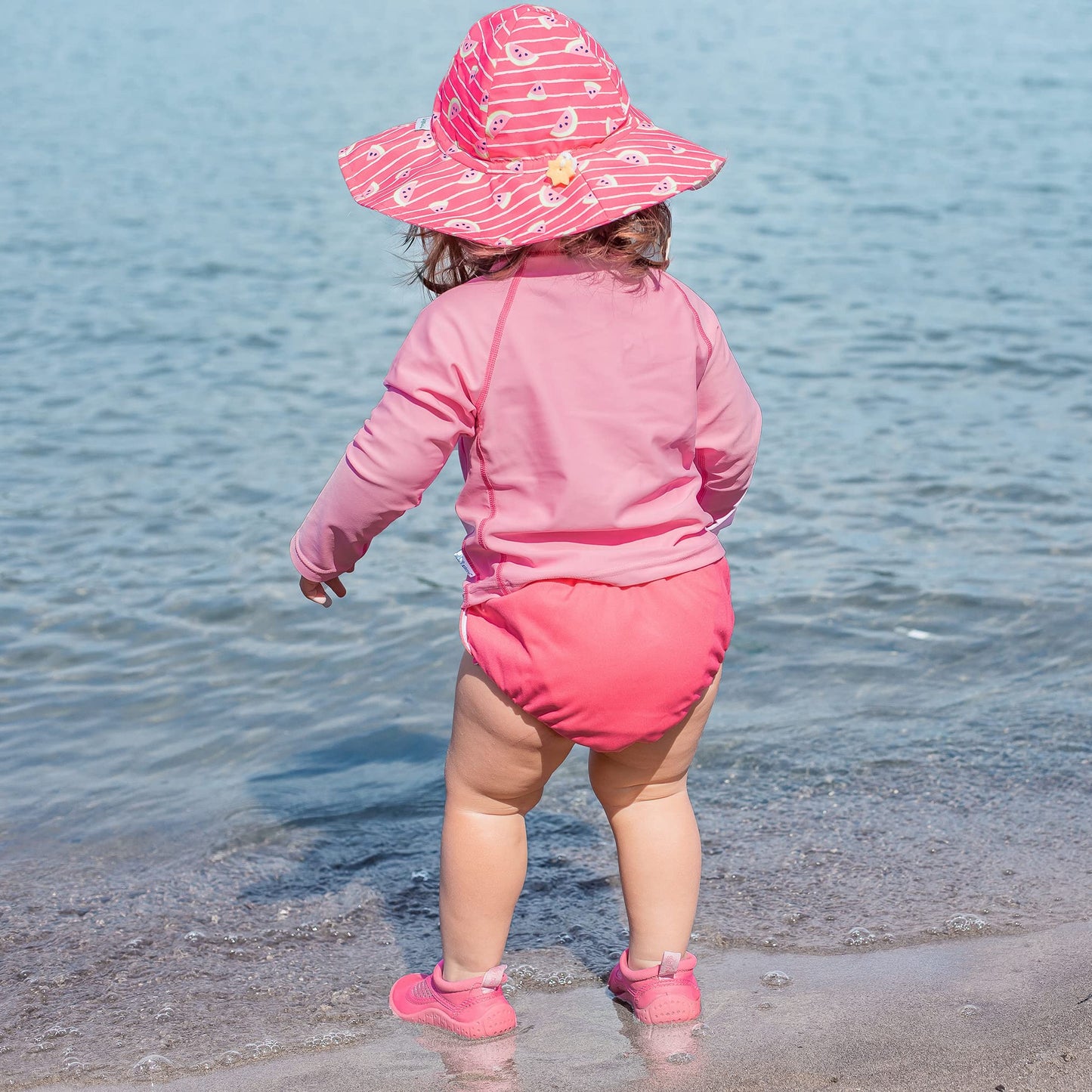 I Play. By Green Sprouts Unisex-Baby Long Sleeve Rashguard | All-Day Upf 50+ Sun Protection-Wet Or Dry,Hot Pink,4T