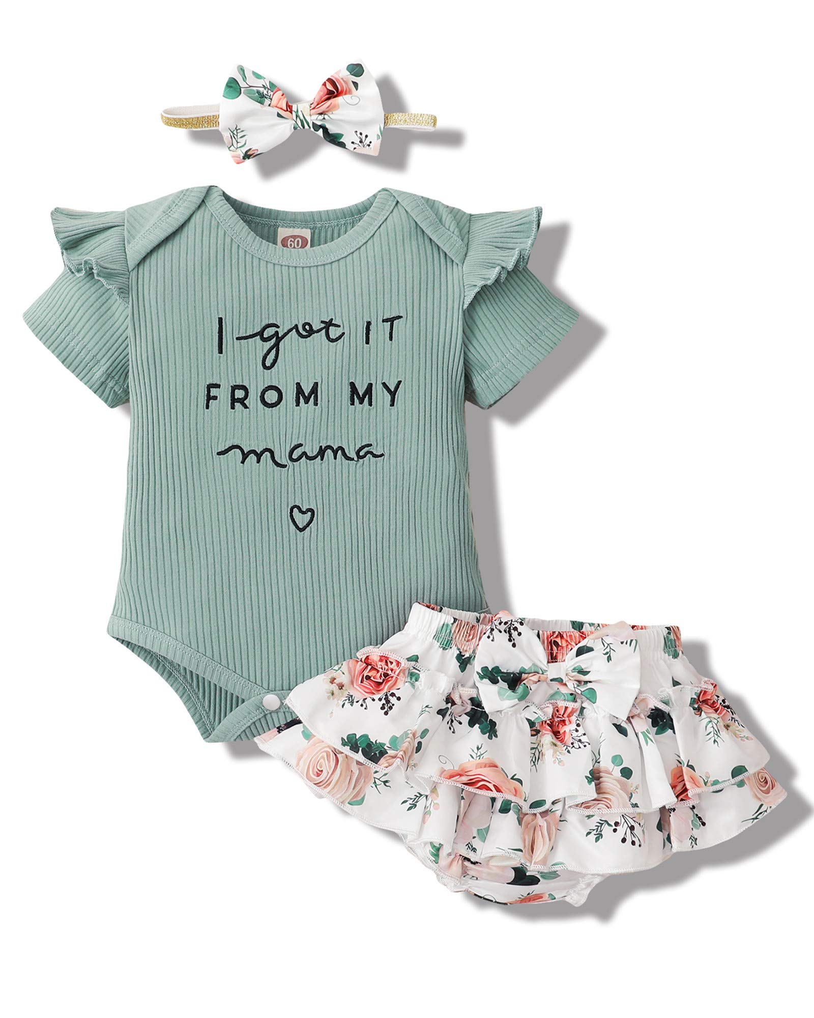 Newborn Baby Girl Clothes Romper Shorts Set Summer Clothes For Baby Girl Floral Infant Girl Clothes Ruffle Baby Girls' Clothing