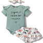 Mioglrie Newborn Baby Girl Romper Set - Ruffle Infant Girl Clothes, Knitted Baby Girls ' Clothing, Light Green, 0-3 Months