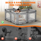 Portable Playpen For Babies And Toddlers With Foldable Adjustable Shape & Size, 56' L X 56' W X 28' H, 21 Square Feet, Baby F