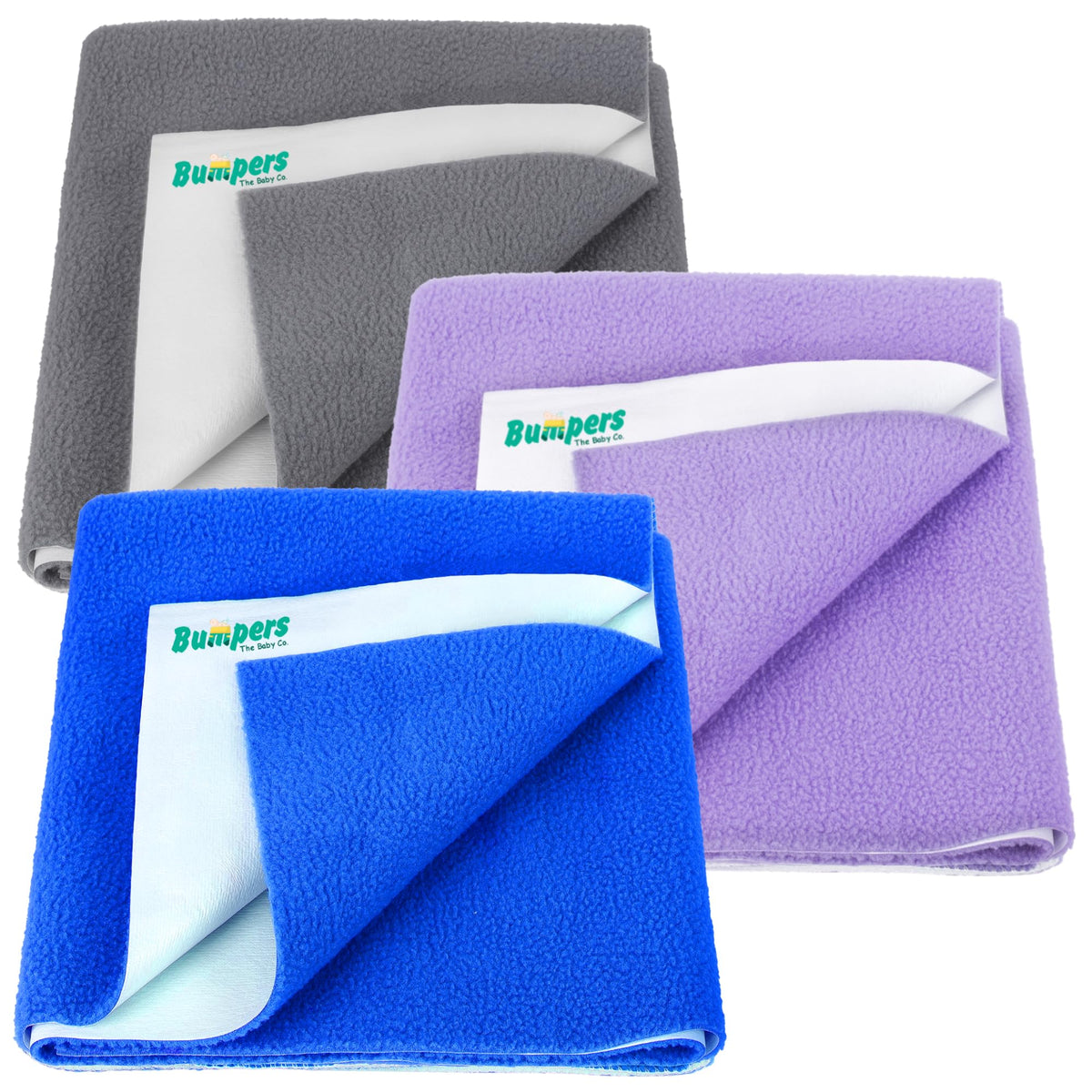 Bumpers AntiPiling Quick Dry & Absorbent Sheet Polycotton Baby Bed Protecting Waterproof Mat (Royal Blue, Violet, Grey, Small (