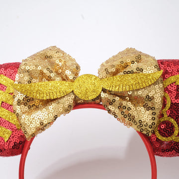 Foeran Mouse Ears Headbands Shiny Bows Mouse Ears Glitter Party Princess Decoration Cosplay Costume For Girls Women (Birthday Bo