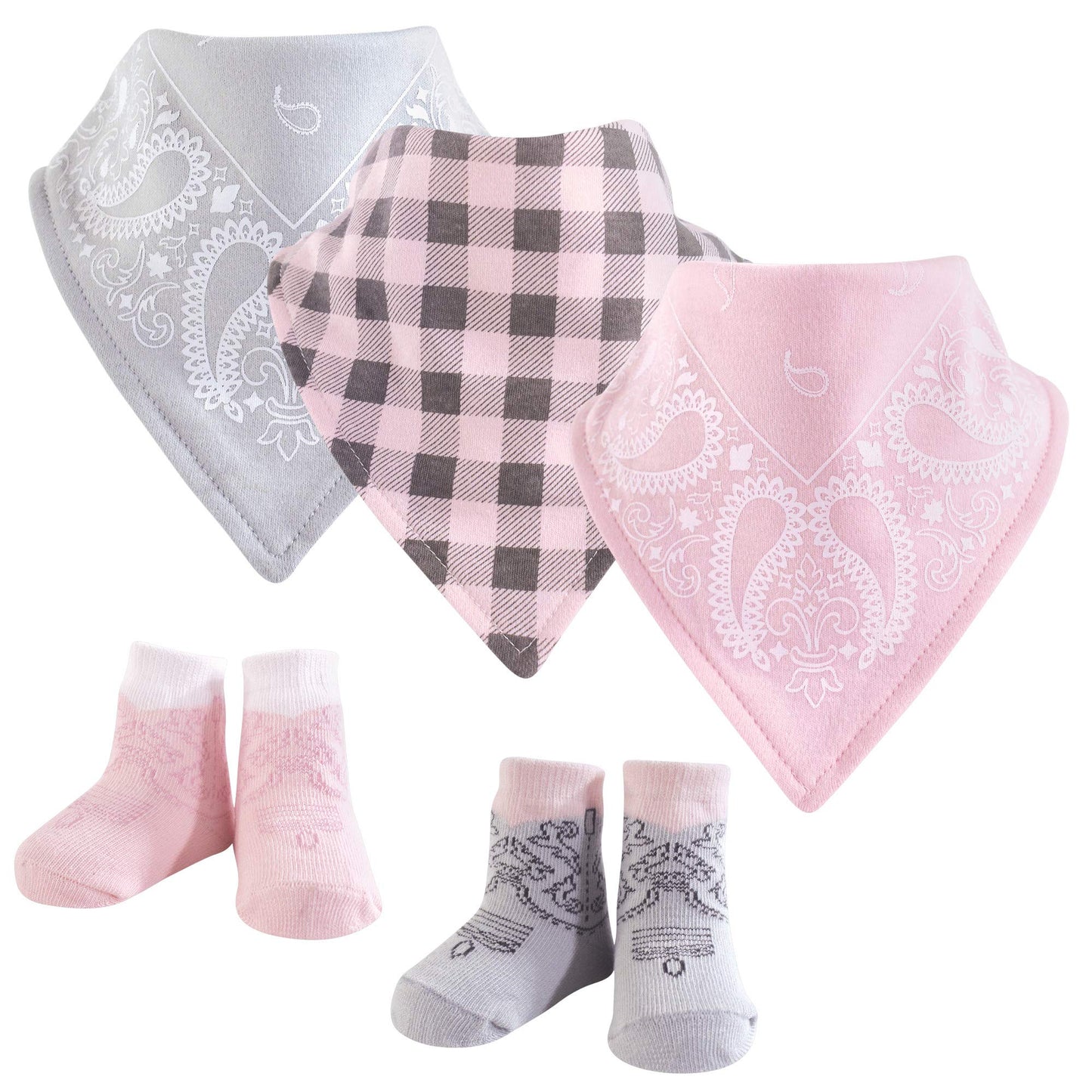 Hudson Baby Unisex Baby Cotton Bib And Sock Set, Cowgirl, One Size