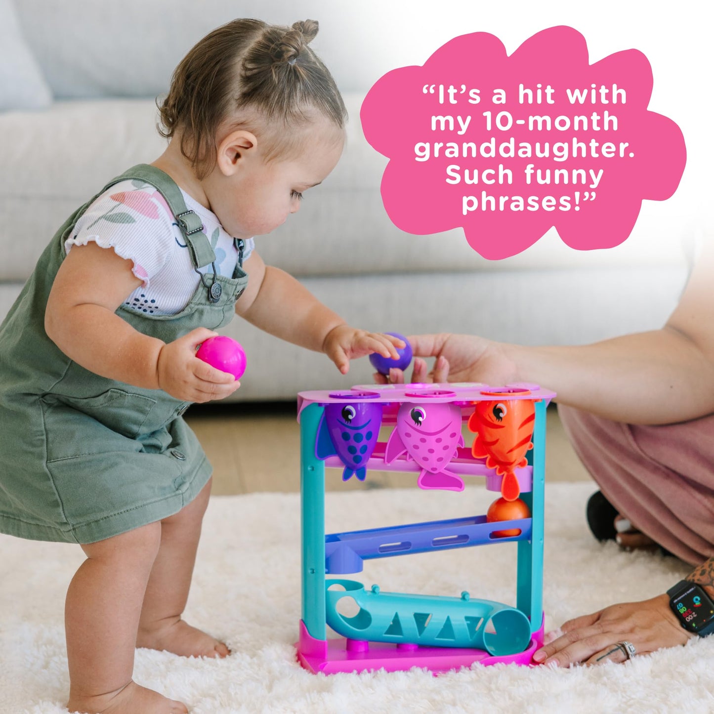 Move2Play, Feed The Fish, Interactive Toy for 1+ Year Olds, 6 to 12 Months, Baby Toy, Birthday Gift for Girls, 9-12 Months, 6 7