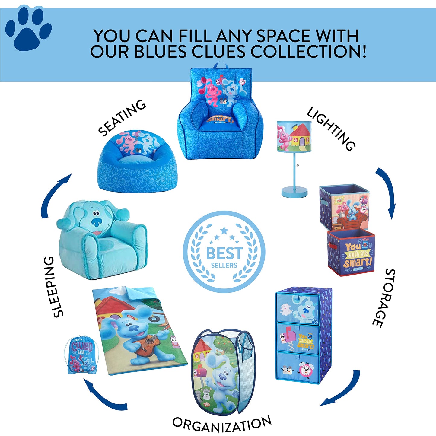 Idea Nuova Nickelodeon Blues Clues Pop Up Hamper With Durable Carry Handles, 21' H X 13.5' W X 13.5' L
