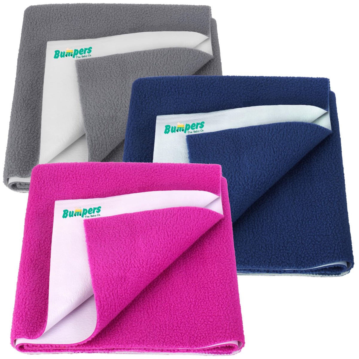 Bumpers AntiPiling Quick Dry & Absorbent Sheet Polycotton Baby Bed Protecting Waterproof Mat (Rani Pink, Dark Blue, Grey, Small