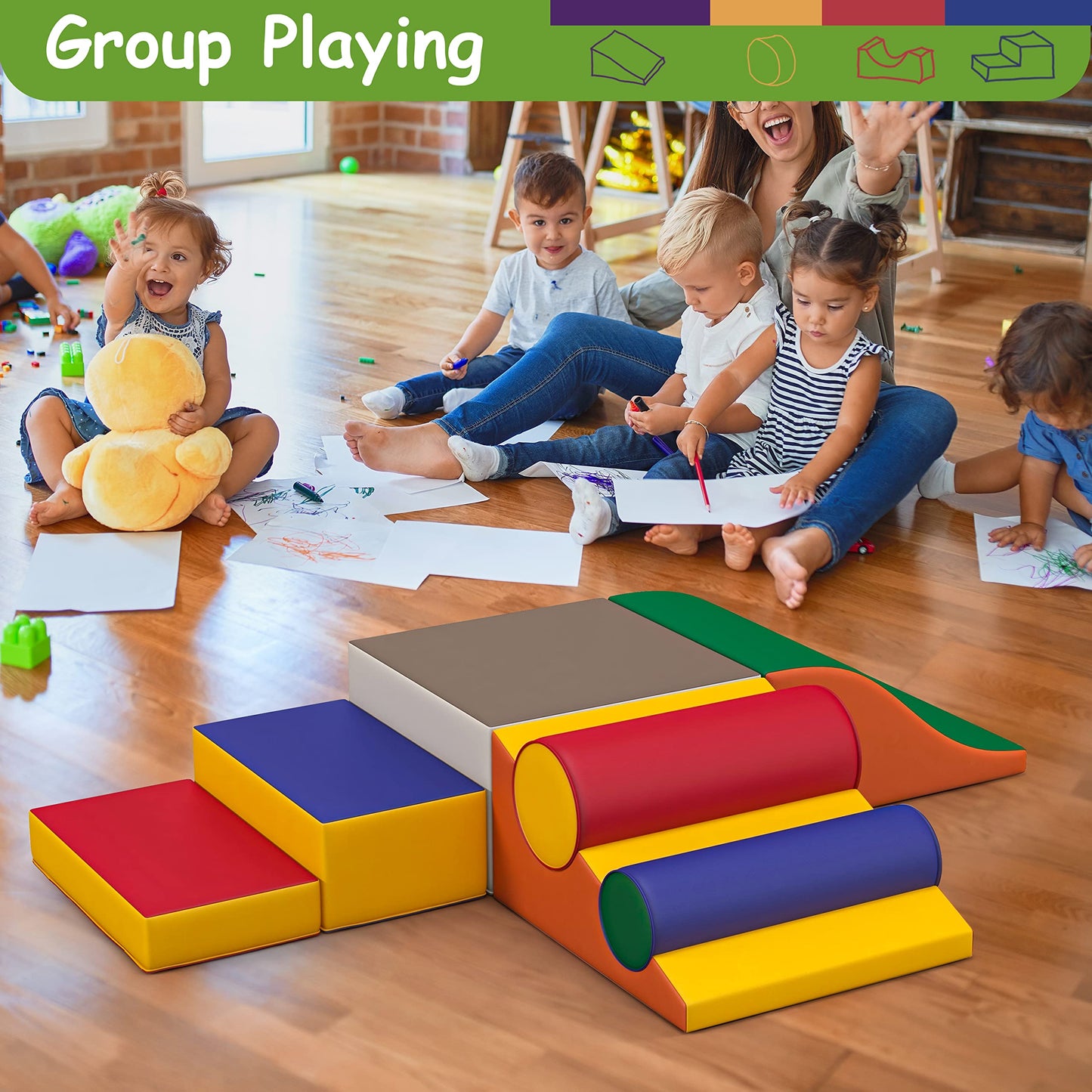 Betterhood Climbing Blocks - Kids Soft Foam Activity Playset - Toddler Soft Couch Climber Gymnastics Equipment For Crawling And