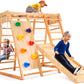 Cozibb Indoor Jungle Gym For Kids, 7-In-1 Toddler Indoor Playground With Slide, Swing And Climbing Rock, Wooden Montessori Climb
