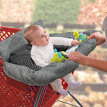 Summer 2-In-1 Full Coverage Cushy Shopping Cart Cover (Heather Gray) And High Chair Cover With Removable Seat Positioner, Strap,
