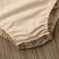 Lopjgh Newborn Baby Summer Romper Unisex Solid Color Button Jumpsuit Sleeveless Backless Overalls Outfits 1Pcs (0-3 Months, Khak