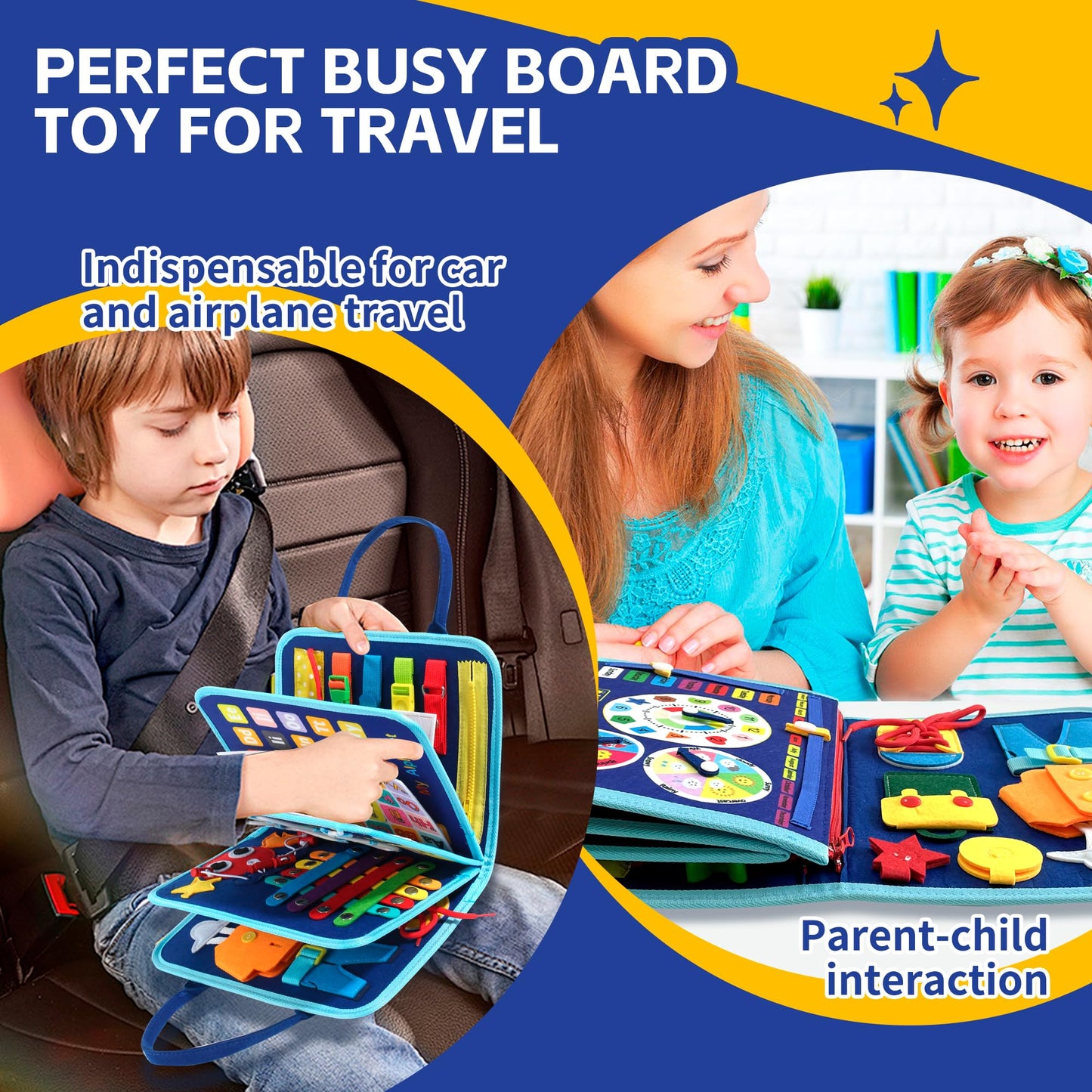 LYLIN Busy Board Montessori Toys for 1 2 3 4 Years Old, Toddler Busy Book Sensory Board, Preschool Learning Educational Activiti