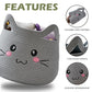 Omerai Animal Cat Basket, Cute Cotton Rope Woven Large Blanket Basket, Toy Storage For Nursery Decor And Laundry Organizer With