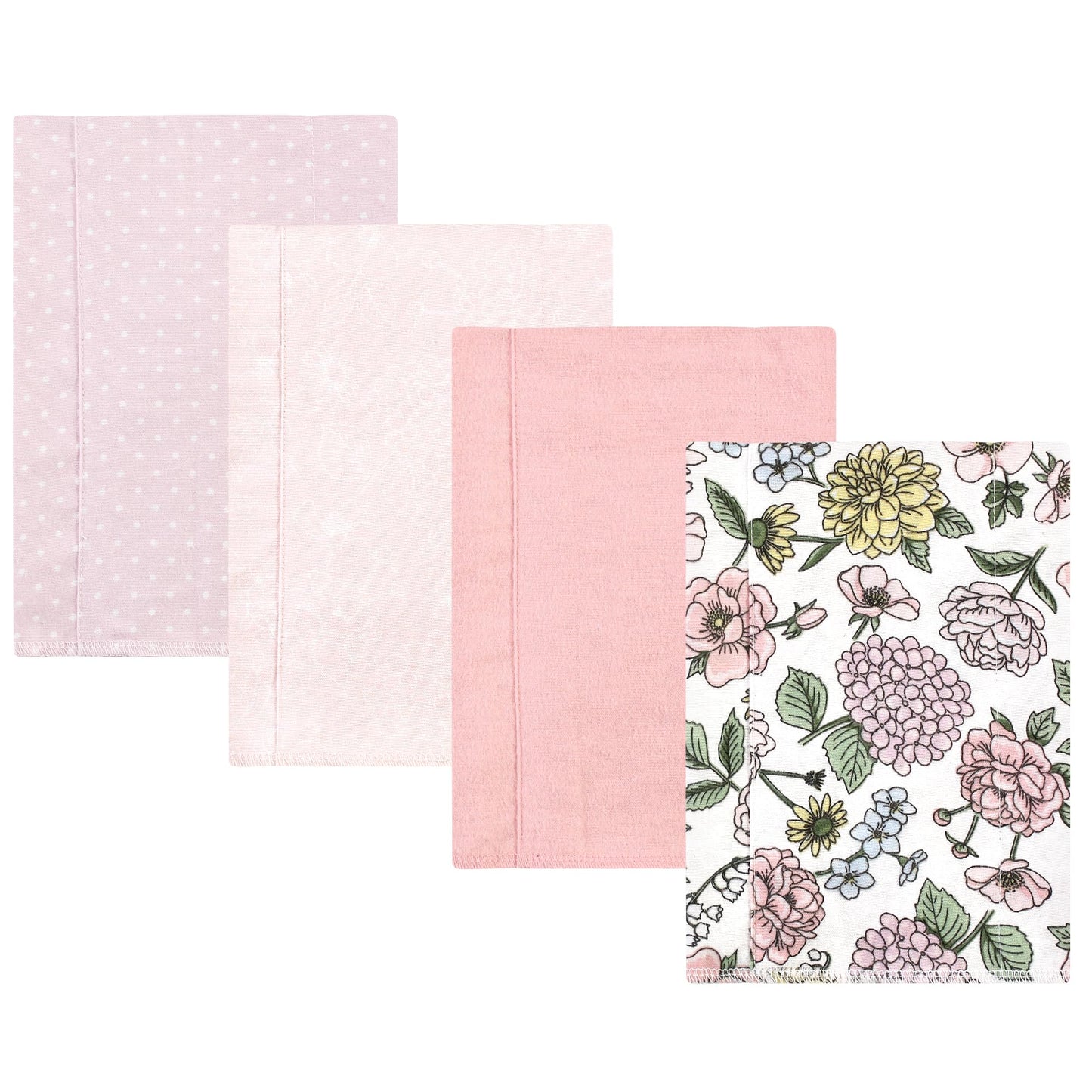 Hudson Baby Unisex Baby Cotton Flannel Burp Cloths, Vintage Blossom 4 Pack, One Size