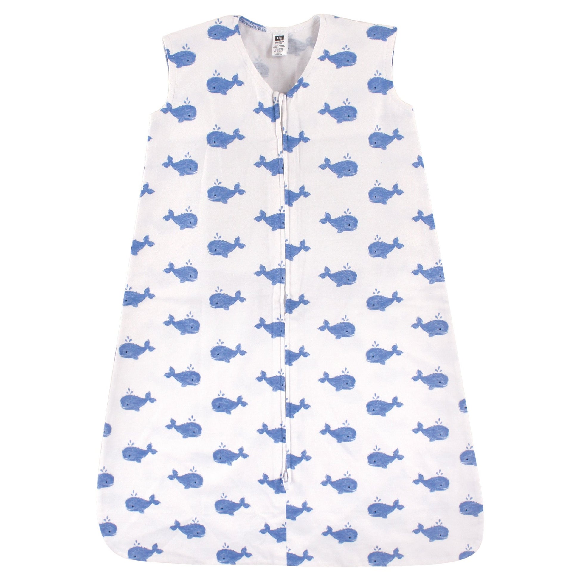 Hudson Baby Unisex Baby Cotton Sleeveless Wearable Sleeping Bag, Sack, Blanket, Whale, 0-6 Months