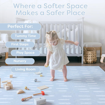 Little Landings Baby Play Mats For Floor - Shoreline (6X6Ft) - Premium Eva Foam Play Mat For Babies & Toddlers - Perfect For Tum