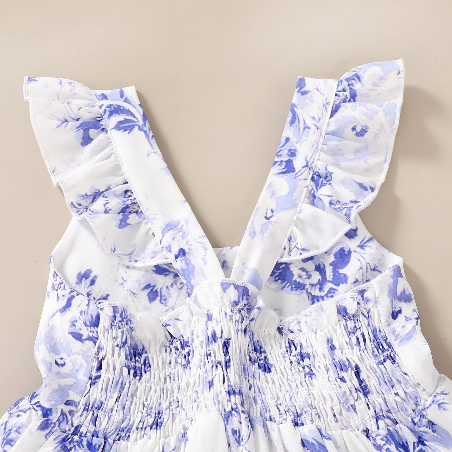 Younger Tree Toddler Baby Girl Dress Summer Outfits Floral Flutter Sleeve Smocked Dress Kids Causal Boho Dresses Clothes (12-18