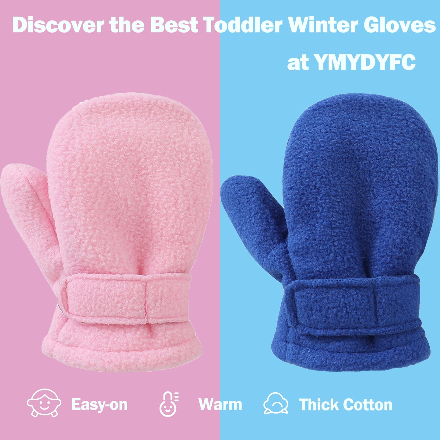 Baby Toddler Mittens Boys Girls Winter Outdoor Gloves Kids Easy-On Fleece Warm Mittens Black 1 Pair L(2-4 Years)