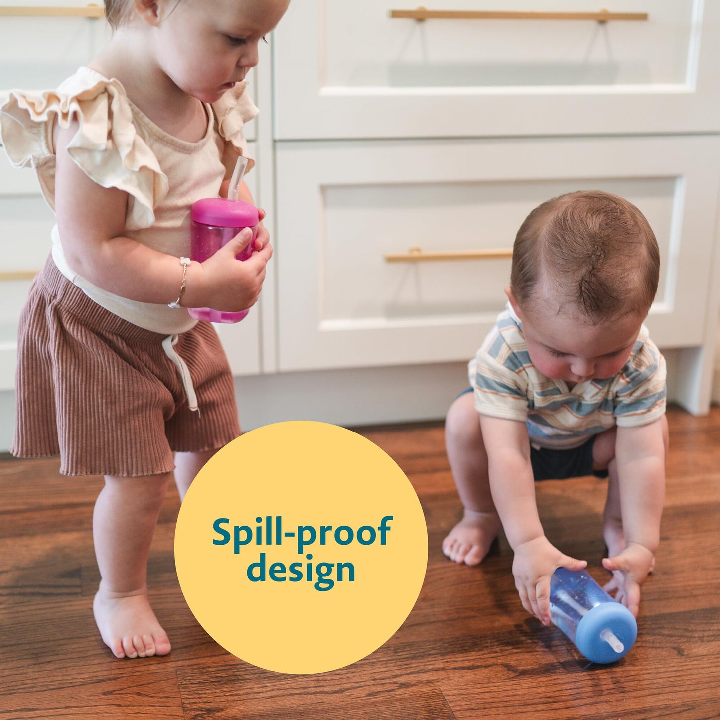 The First Years Squeeze & Sip Toddler Straw Cups - Squeezable Transition Sippy Cup with Silicone Straw - Toddler Feeding Supplie