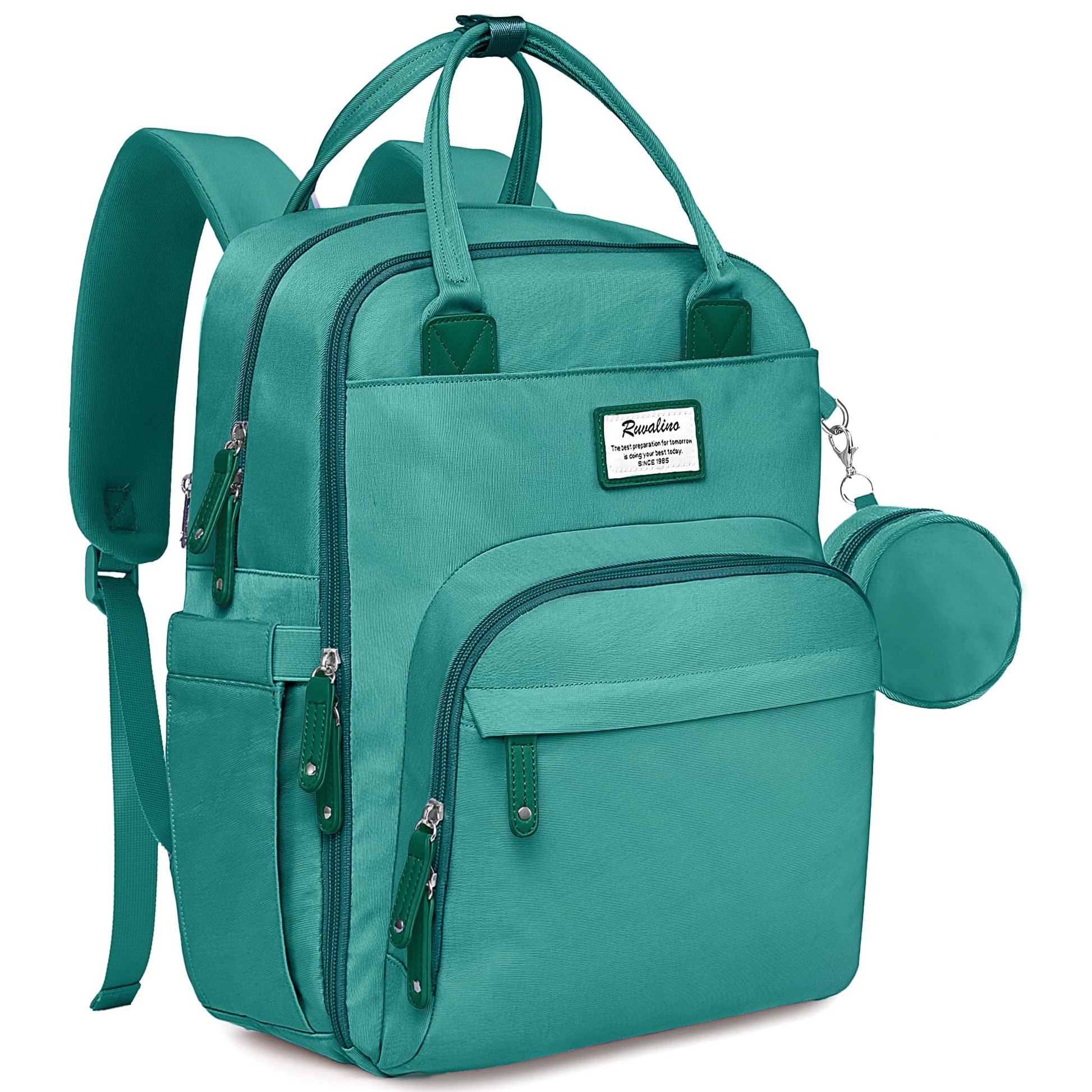 Ruvalino Diaper Bag Backpack, Multifunction Travel Pack Maternity Baby Changing Bags, Large Capacity, Waterproof, Turquoise