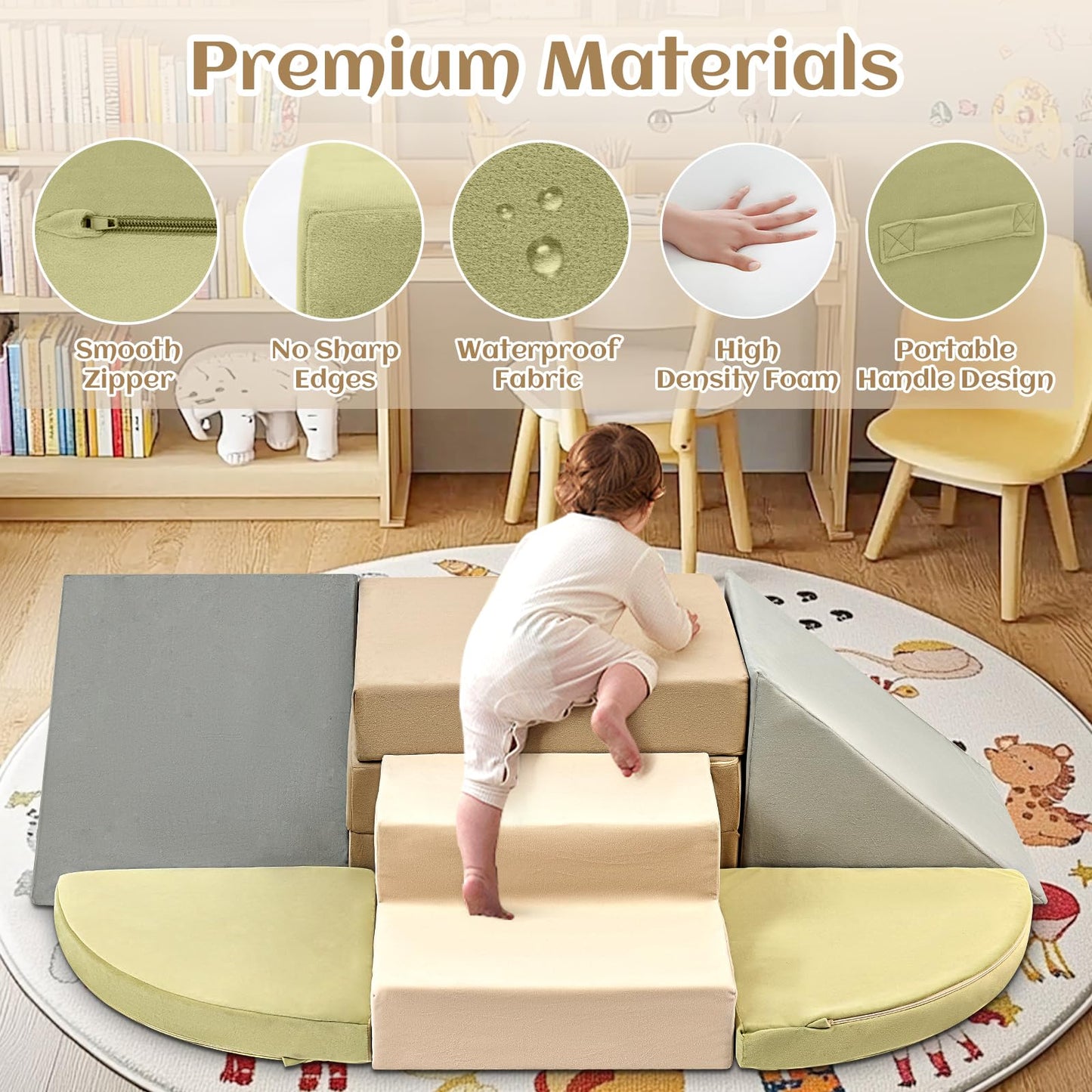 6-Piece Toddler Climbing Toys Indoor, Foam Climbing Toys For Toddlers, Soft Play Baby Climbing Blocks For Crawling And Sliding,