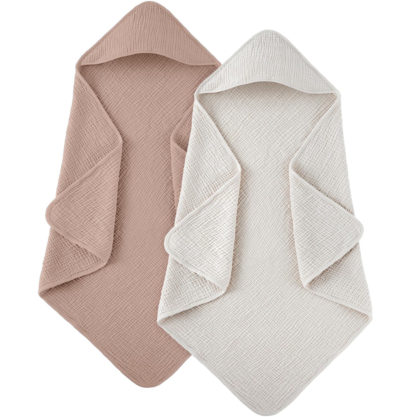 Susurration Hooded Baby Towels for Newborn 2 Pack 100% Muslin Cotton Towel for Babies