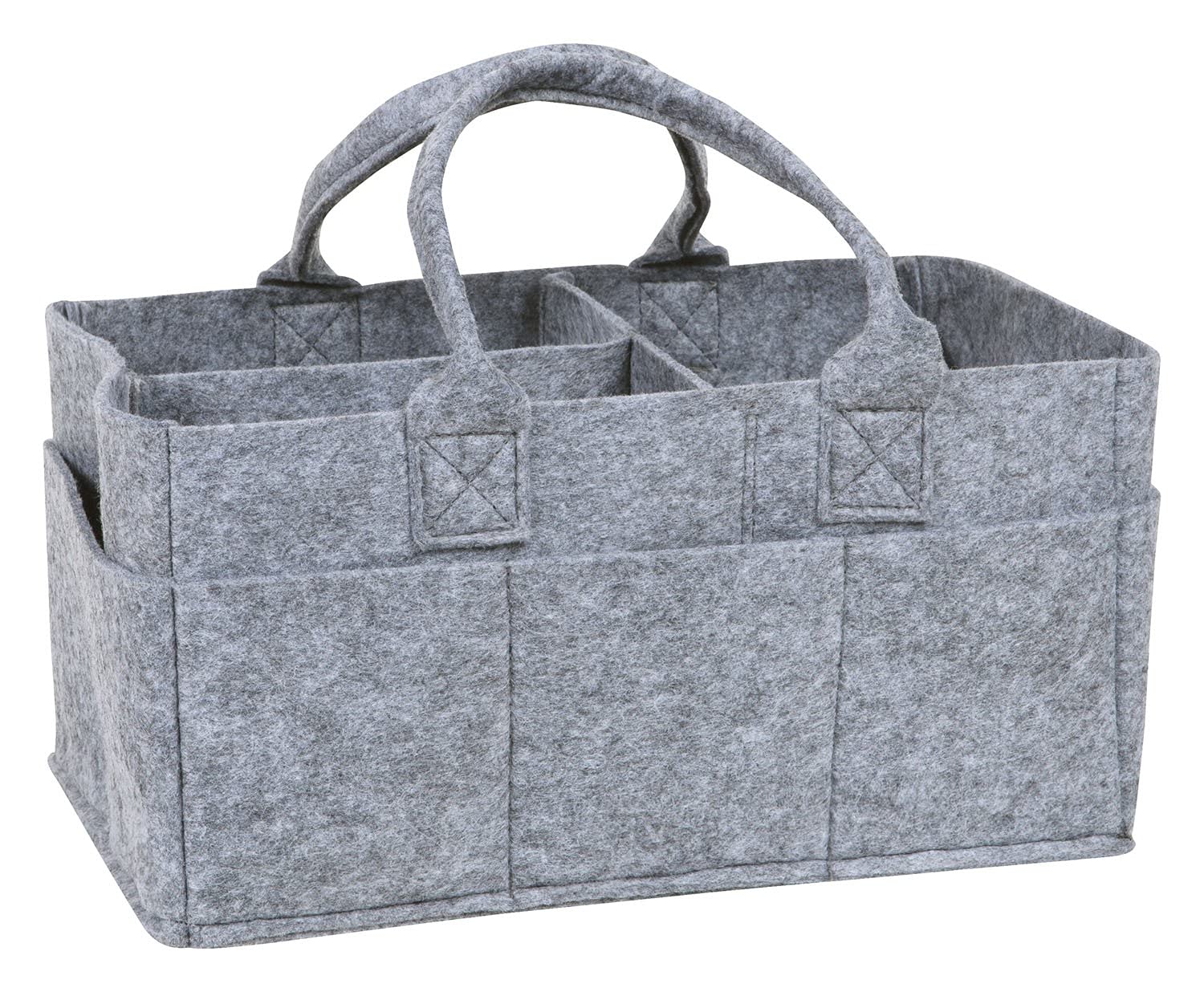 Sammy & Lou Collapsible Light Gray Felt Storage Caddy, Divided Design To Keep Diapers, Wipes And Changing Items Organized, Two H