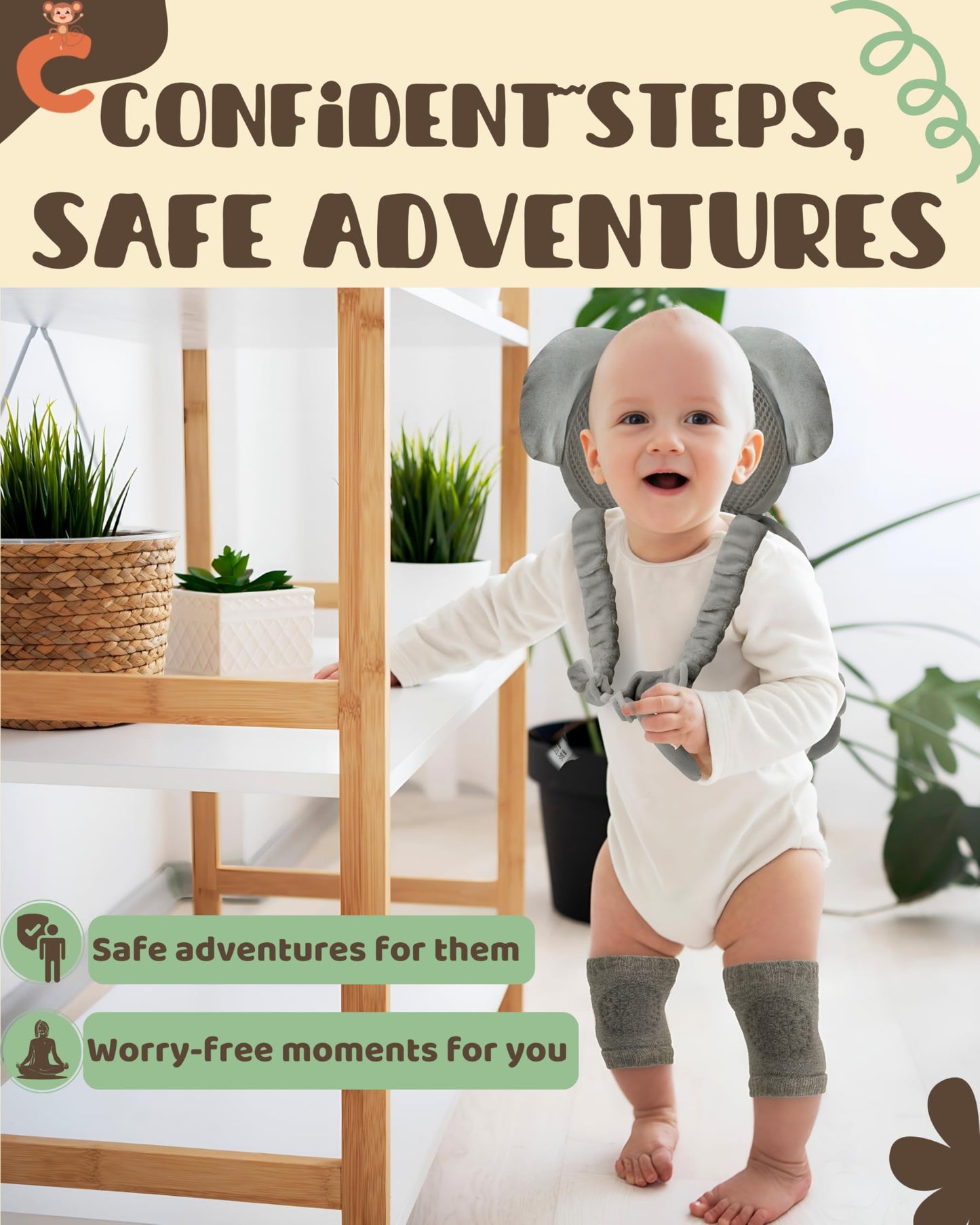 Baby Backpack Head Protection - Koala, Wide Size Cushion, Effective Baby Fall Back Head Protector Cushioning, Superior Head Prot